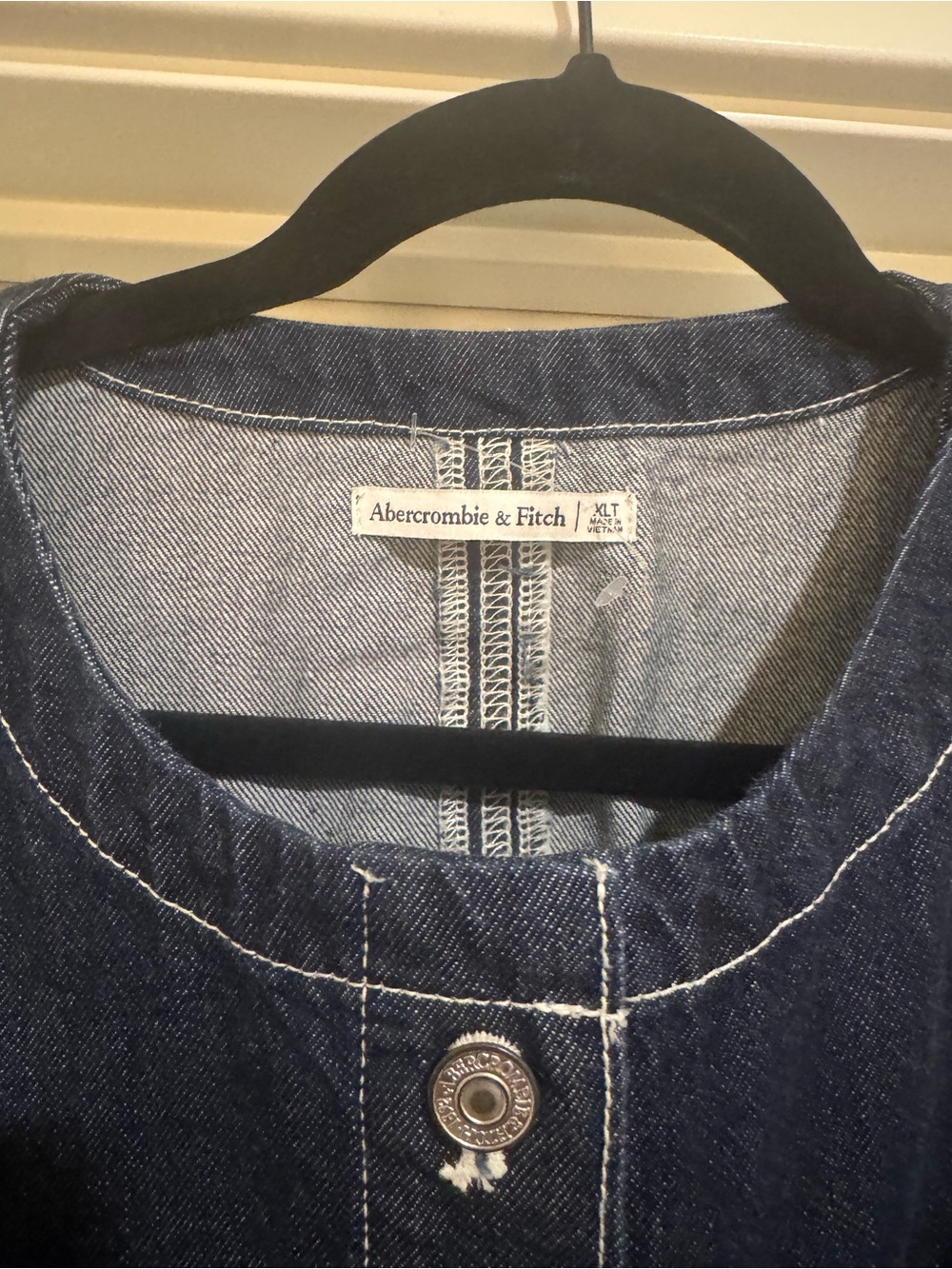 Abercrombie & Fitch Dark Blue Sleeveless Button-Front Denim Dress - Picture 2 of 3